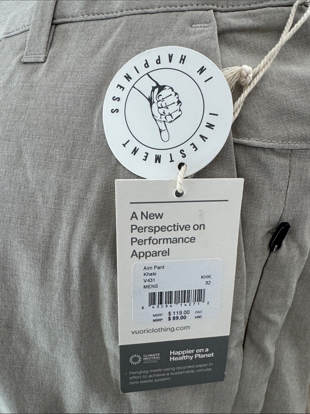 Vuori Khaki Performance Jacket - Neutral Taupe